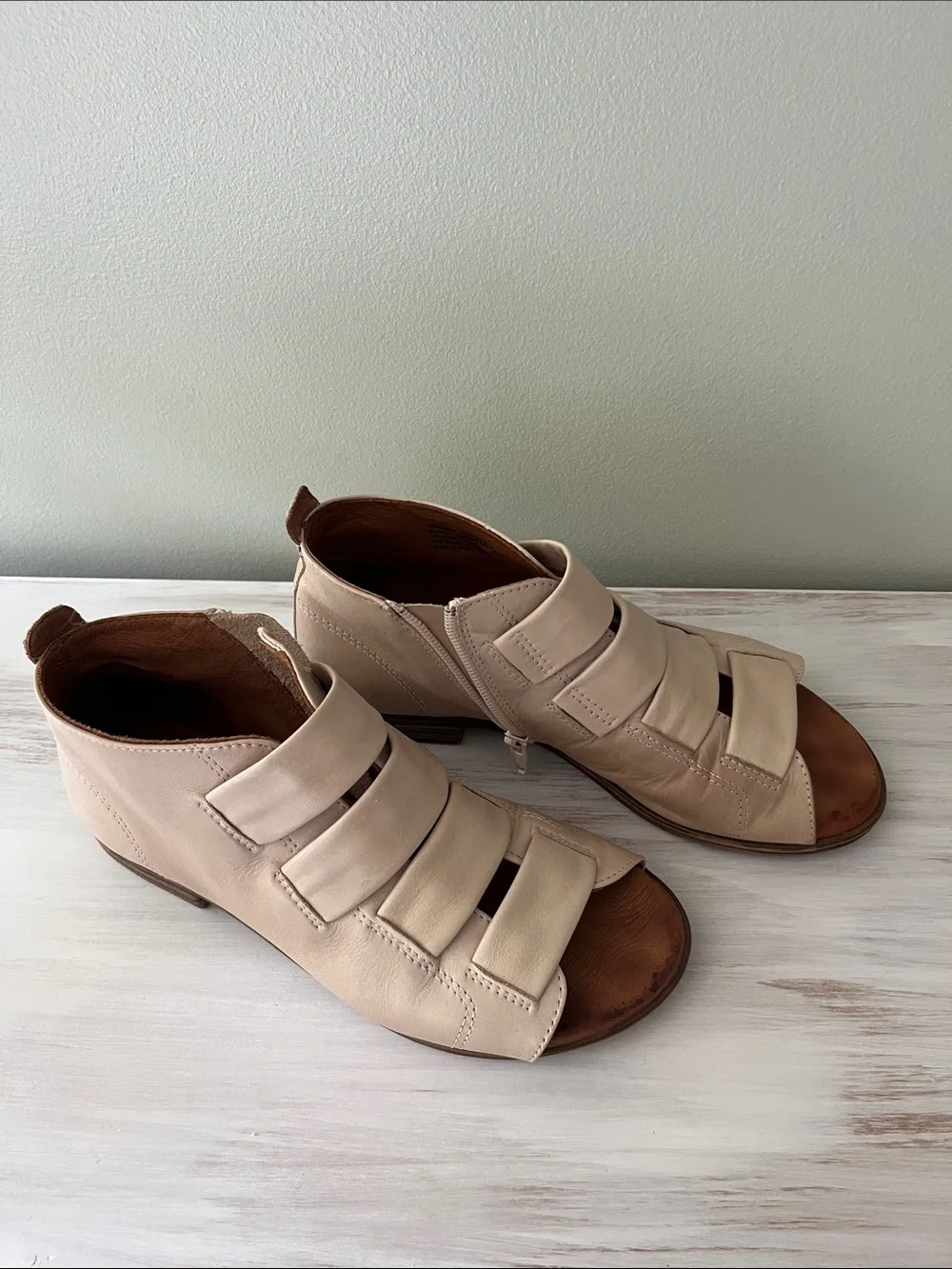 Miz Mooz Beige Leather  Sandal Booties